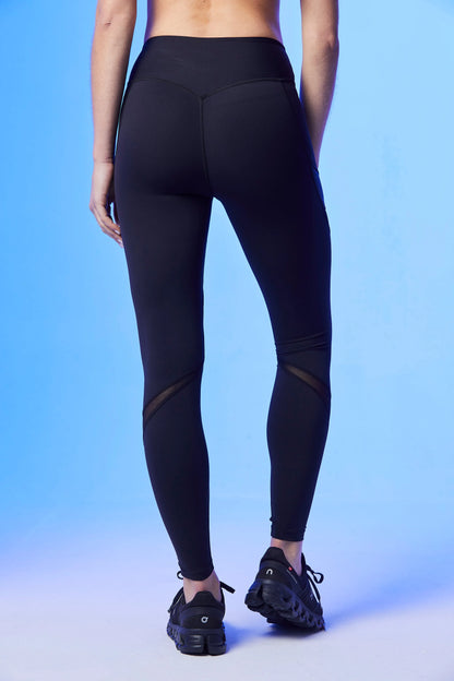 7/8 Leggings Negro Mesh &amp; Liquid Gloss - Sweat Hard