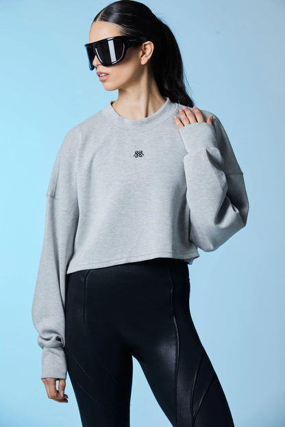 Poleron Gris Marble Cropped Logo