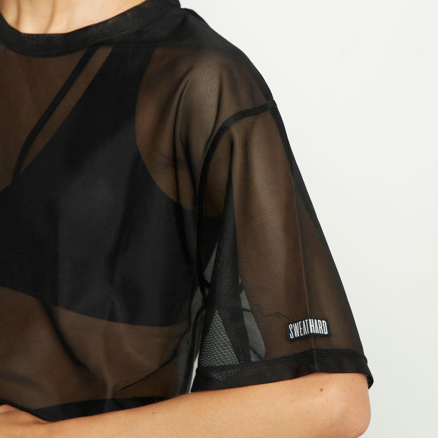 Polera Negra Transparente Mesh - Sweat Hard